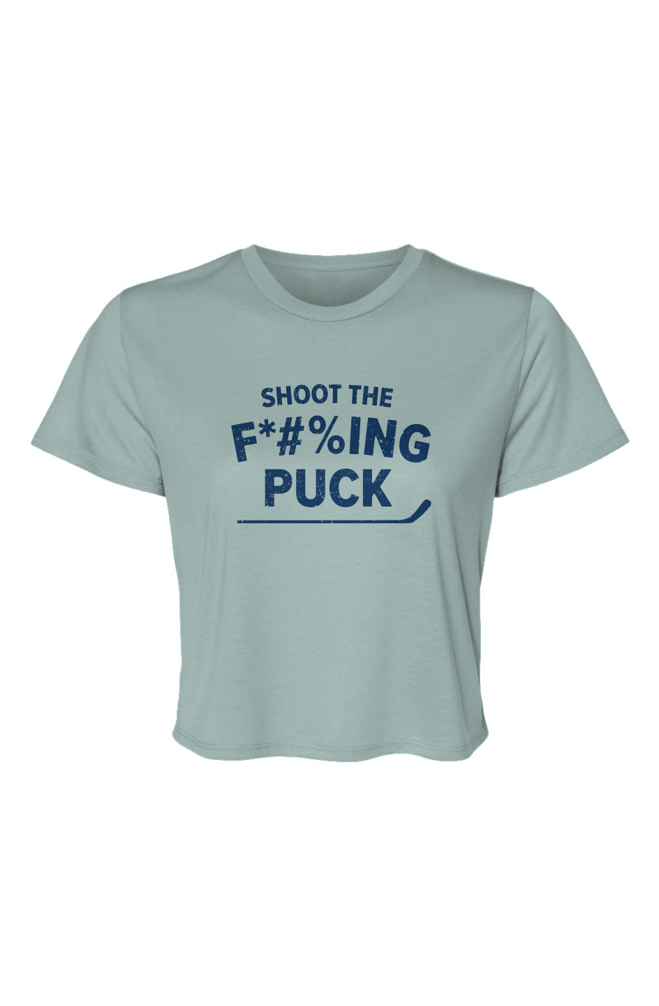 Barn Beauty Shoot the F*#%ing Puck Cropped Tee Ice Blue | Barn Garb Hockey Threads