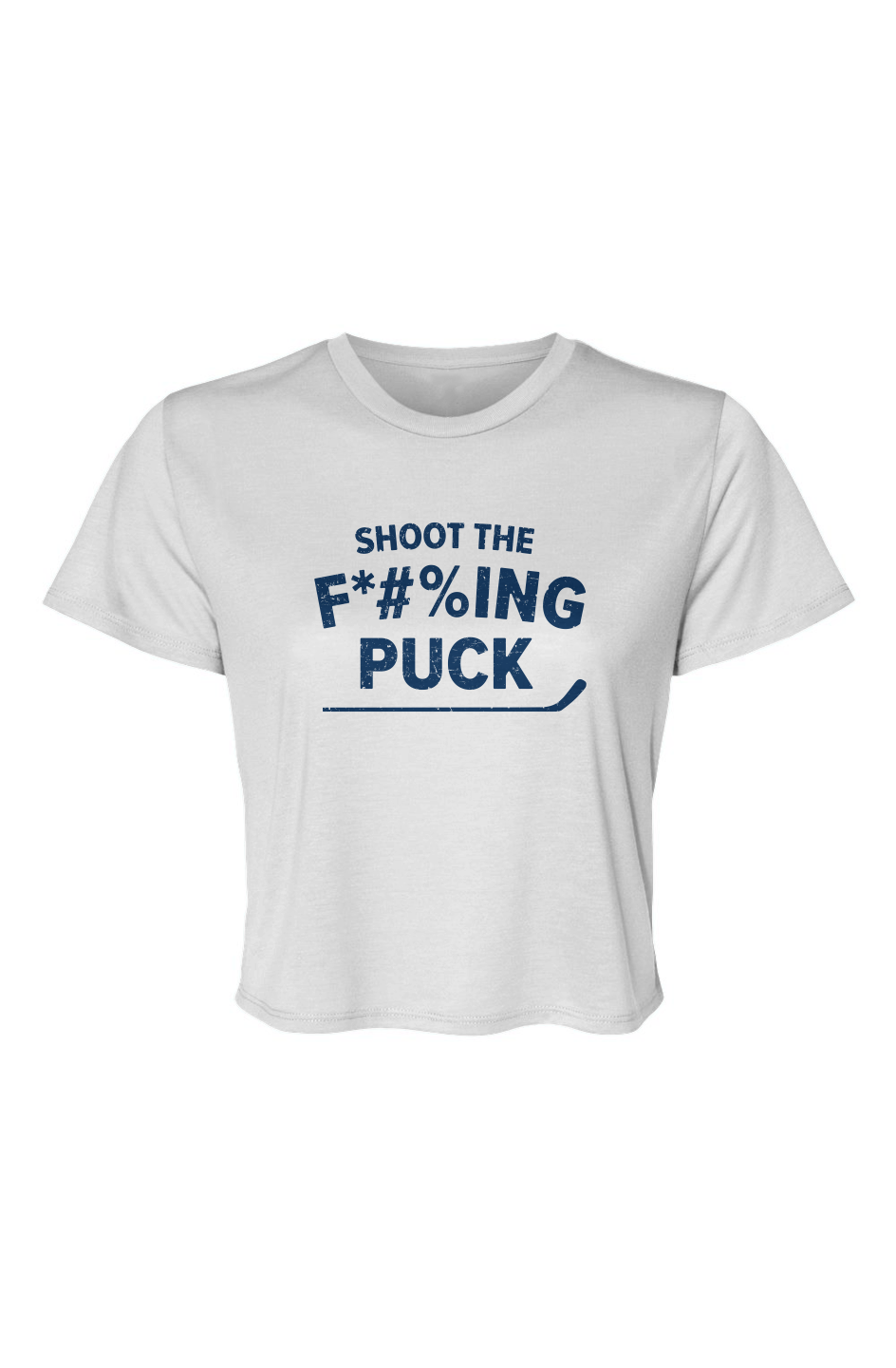 Barn Beauty Shoot the F*#%ing Puck Cropped Tee White | Barn Garb Hockey Threads