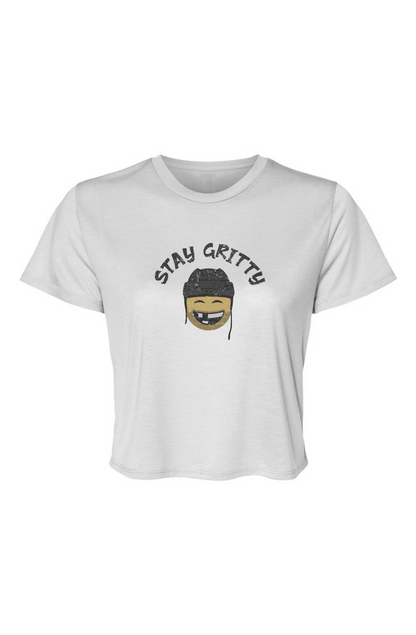 Barn Beauty Stay Gritty Cropped Tee White | Barn Garb Hockey Threads