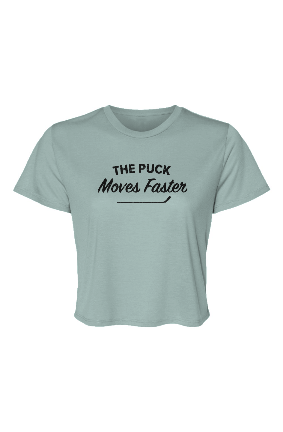 Barn Beauty The Puck Moves Faster Cropped Tee Ice Blue | Barn Garb Hockey Threads