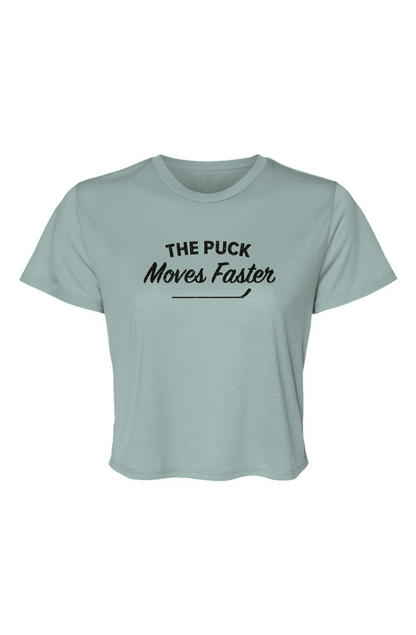 Barn Beauty The Puck Moves Faster Cropped Tee Ice Blue | Barn Garb Hockey Threads