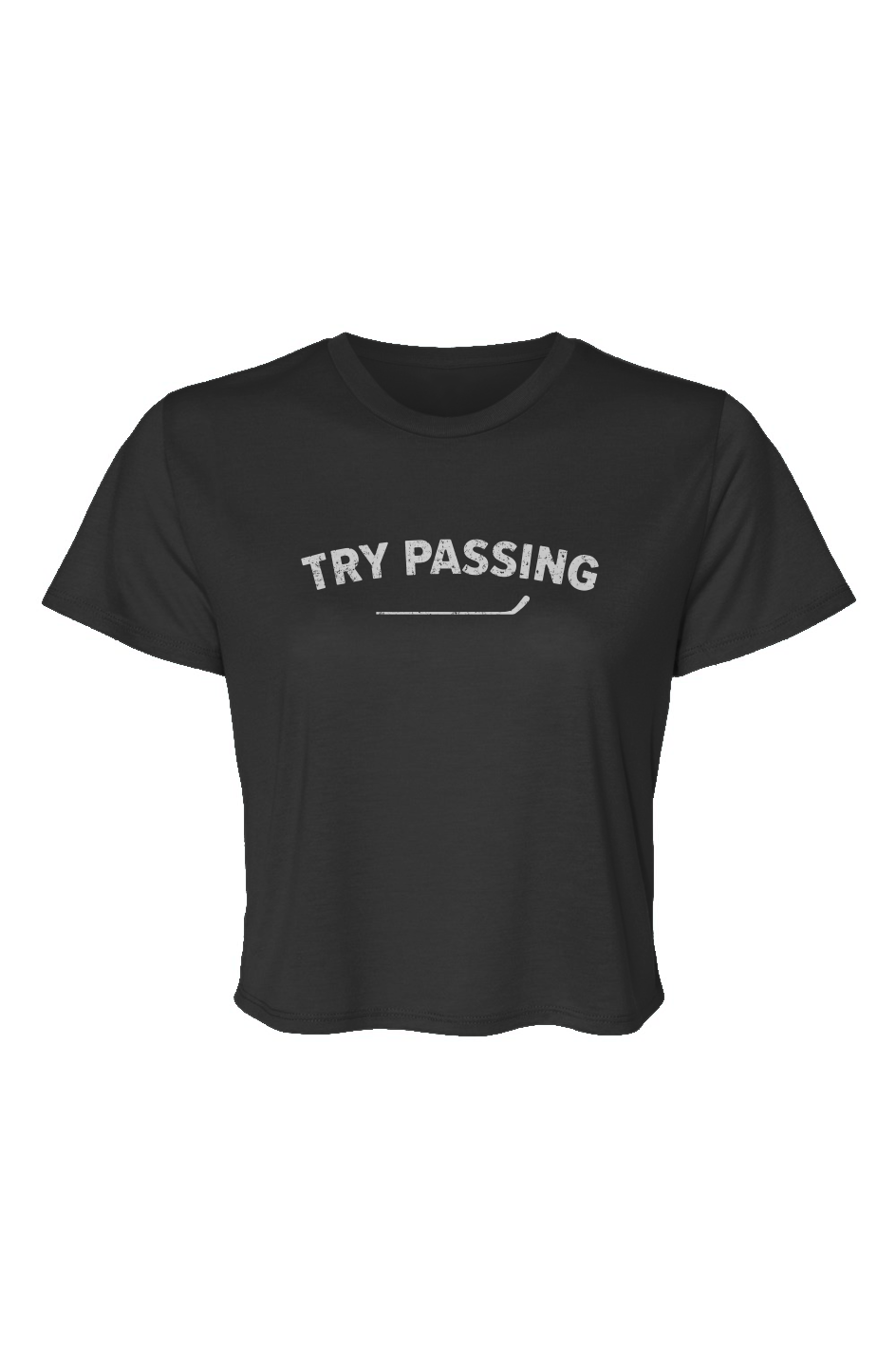Barn Beauty Try Passing Cropped Tee Black | Barn Garb Hockey Threads