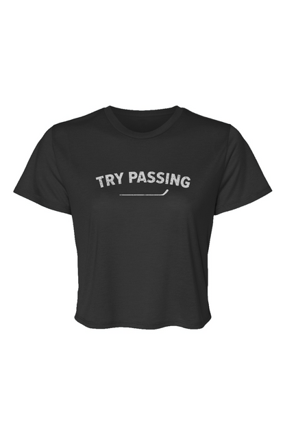 Barn Beauty Try Passing Cropped Tee Black | Barn Garb Hockey Threads
