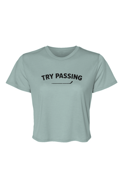 Barn Beauty Try Passing Cropped Tee Ice Blue | Barn Garb Hockey Threads