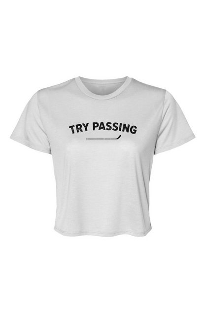 Barn Beauty Try Passing Cropped Tee White | Barn Garb Hockey Threads