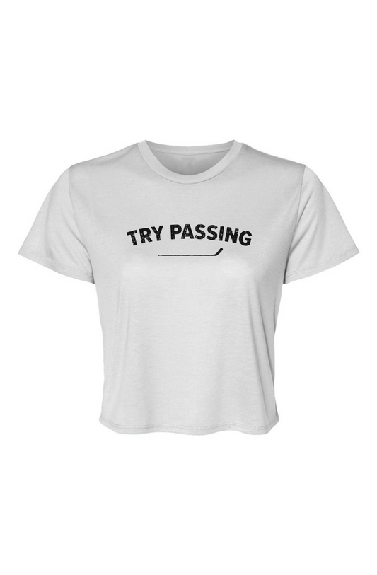 Barn Beauty Try Passing Cropped Tee White | Barn Garb Hockey Threads