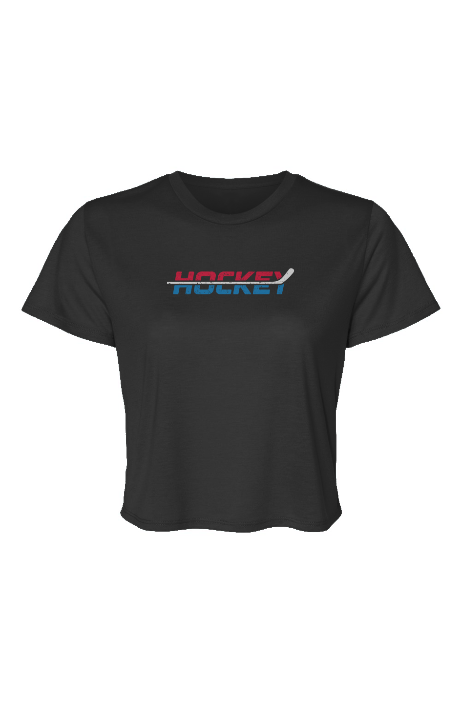 Barn Beauty USA Patriotic Hockey Cropped Tee Black | Barn Garb Hockey Threads