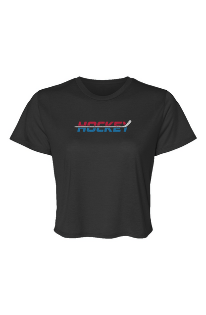Barn Beauty USA Patriotic Hockey Cropped Tee Black | Barn Garb Hockey Threads