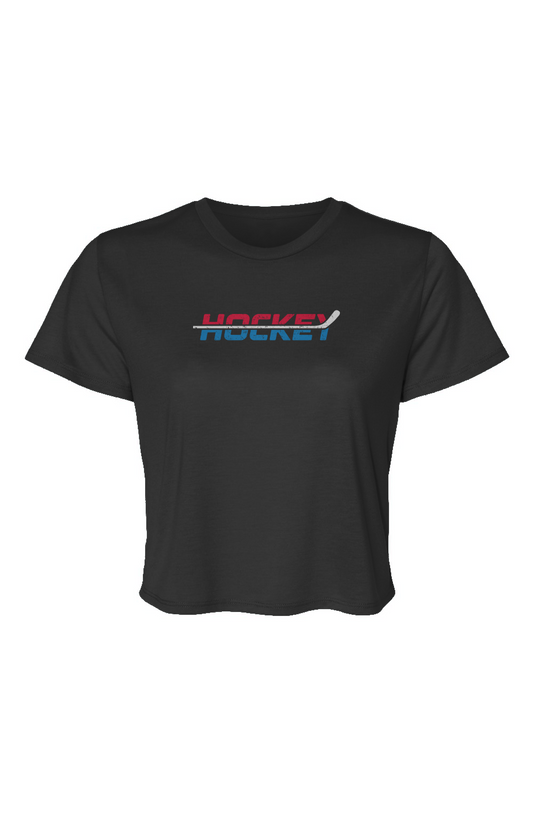 Barn Beauty USA Patriotic Hockey Cropped Tee Black | Barn Garb Hockey Threads
