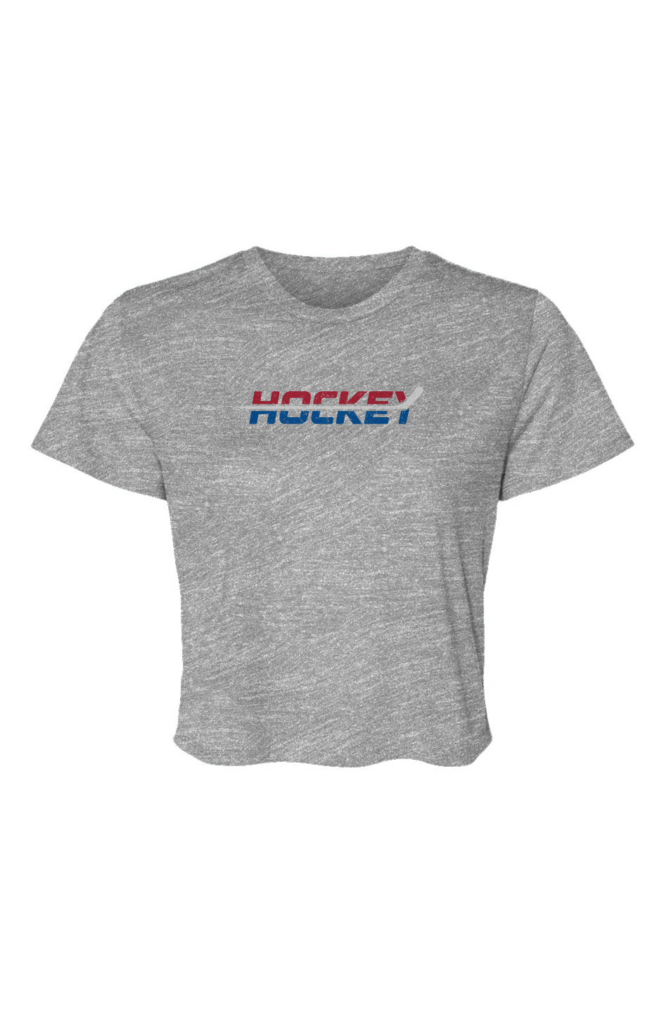 Barn Beauty USA Patriotic Hockey Cropped Tee Grey | Barn Garb Hockey Threads