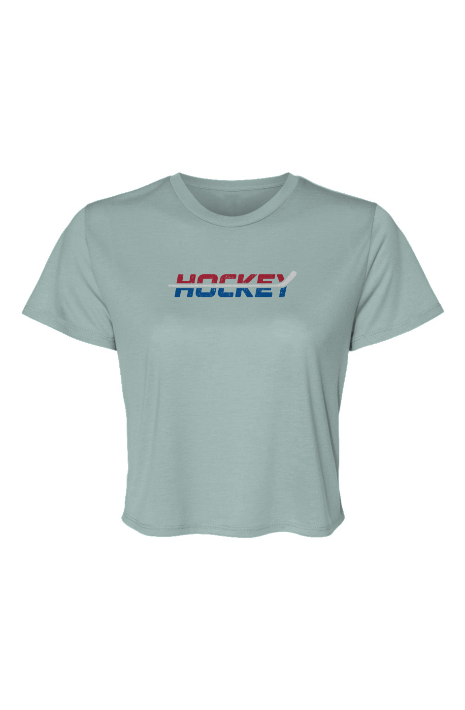 Barn Beauty USA Patriotic Hockey Cropped Tee Ice Blue | Barn Garb Hockey Threads