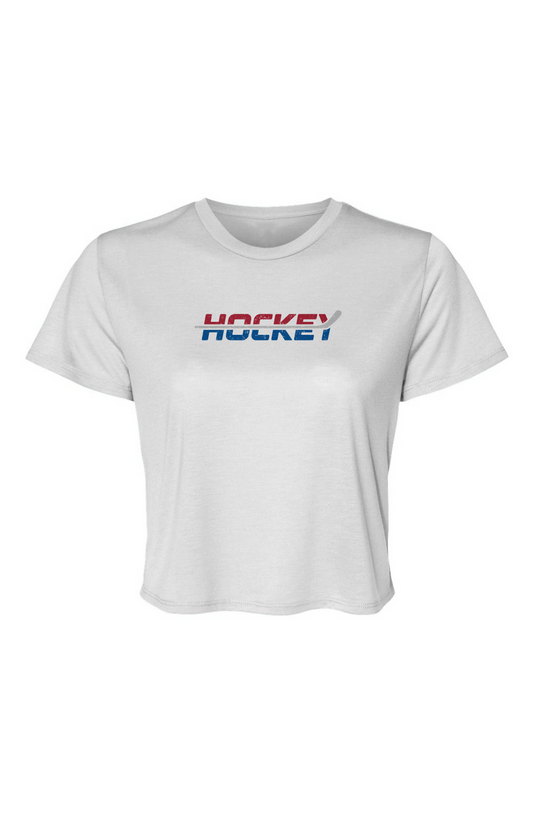 Barn Beauty USA Patriotic Hockey Cropped Tee White | Barn Garb Hockey Threads