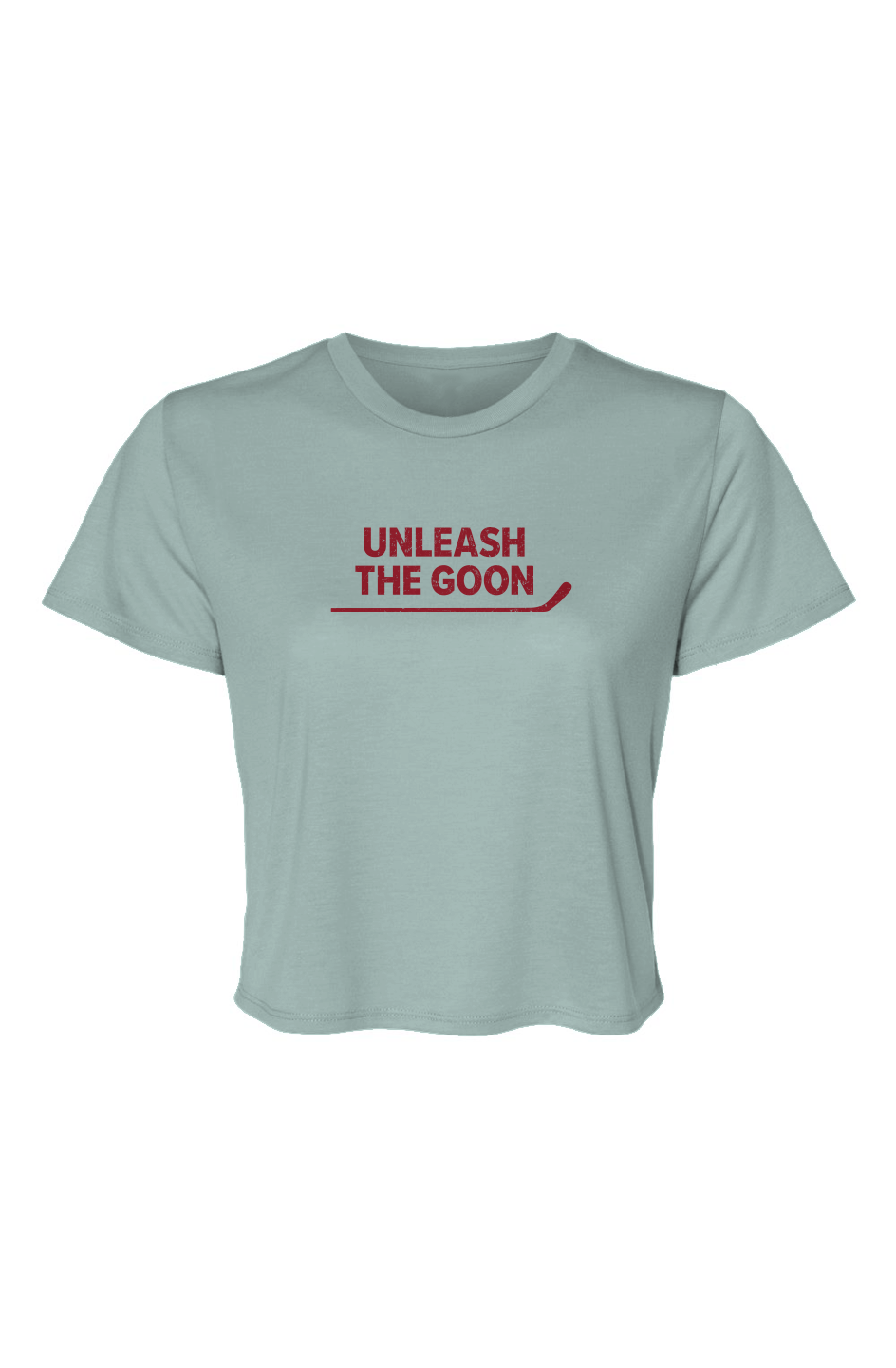 Barn Beauty Unleash the Goon Cropped Tee Blue | Barn Garb Hockey Threads