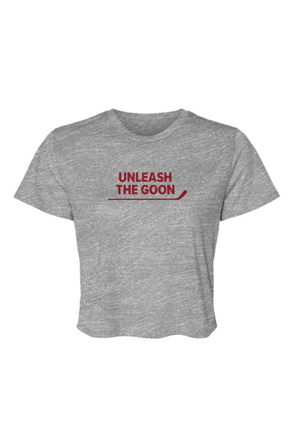 Barn Beauty Unleash the Goon Cropped Tee Grey | Barn Garb Hockey Threads