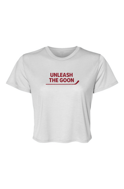 Barn Beauty Unleash the Goon Cropped Tee White | Barn Garb Hockey Threads