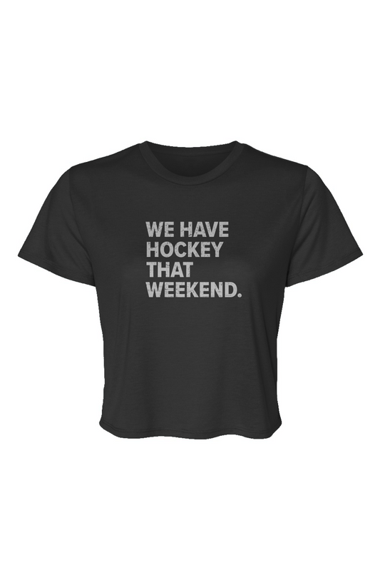 Barn Beauty We Have Hockey That Weekend Cropped Tee Black | Barn Garb Hockey Threads