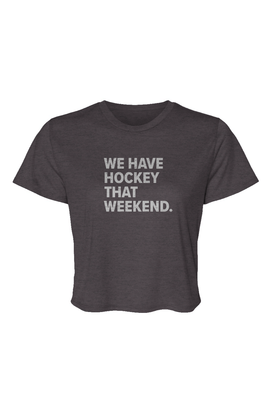Barn Beauty We Have Hockey That Weekend Cropped Tee Charcoal | Barn Garb Hockey Threads
