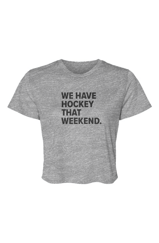 Barn Beauty We Have Hockey That Weekend Cropped Tee Grey | Barn Garb Hockey Threads