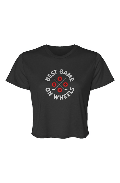 Barn Beauty Wheels and Sticks Cropped Tee Black | Barn Garb Hockey Threads