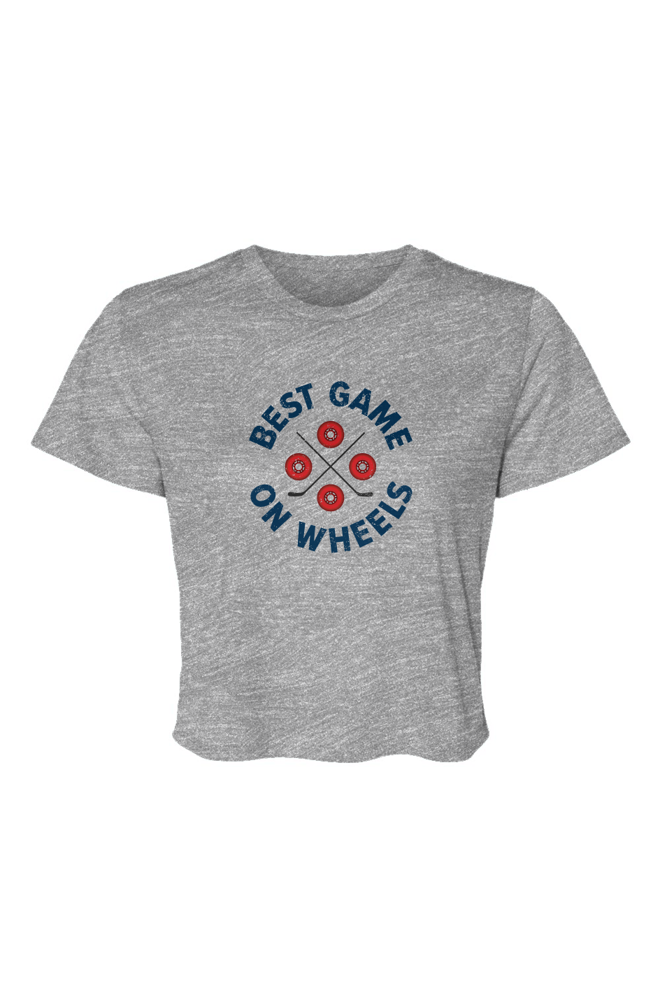 Barn Beauty Wheels and Sticks Cropped Tee Grey | Barn Garb Hockey Threads