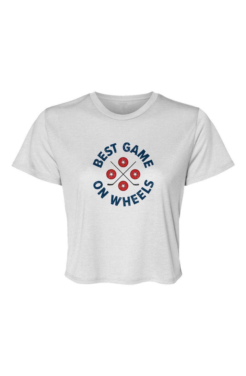 Barn Beauty Wheels and Sticks Cropped Tee White | Barn Garb Hockey Threads