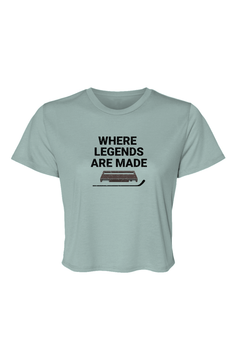 Barn Beauty Where Legends Are Made Flowy Cropped Tee Blue | Barn Garb Hockey Threads
