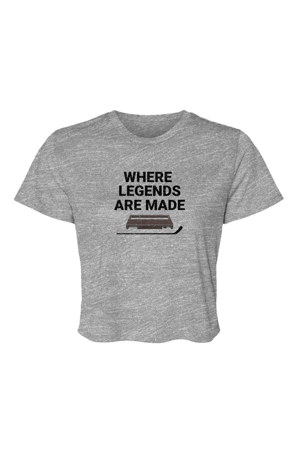 Barn Beauty Where Legends Are Made Flowy Cropped Tee Grey | Barn Garb Hockey Threads