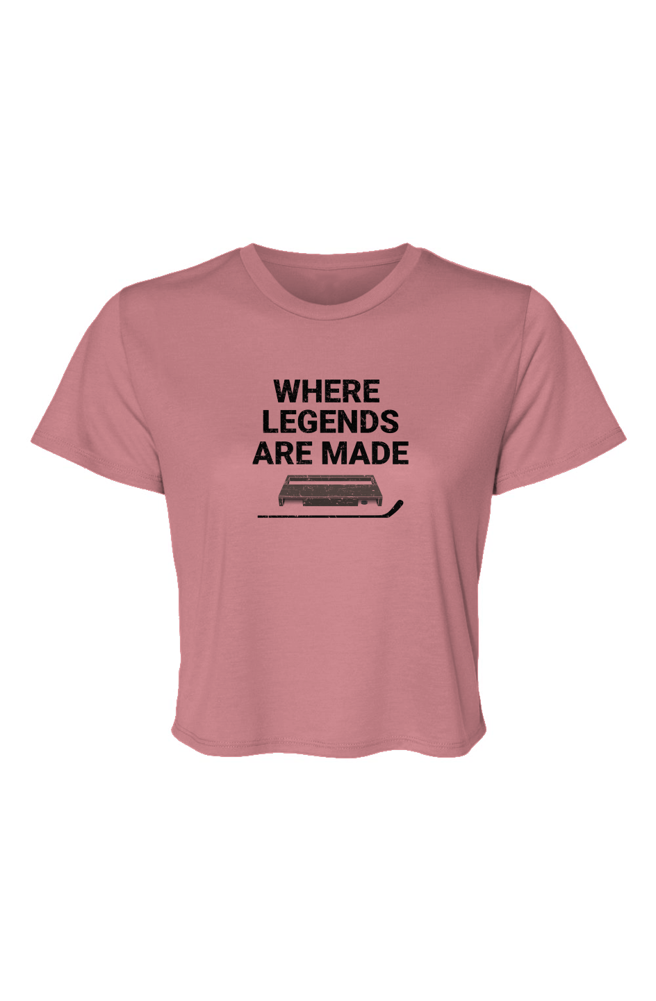 Barn Beauty Where Legends Are Made Flowy Cropped Tee Pink | Barn Garb Hockey Threads
