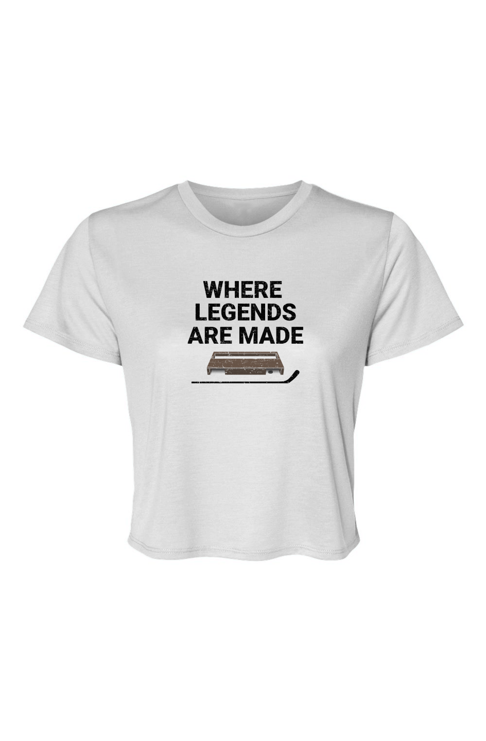 Barn Beauty Where Legends Are Made Flowy Cropped Tee White | Barn Garb Hockey Threads