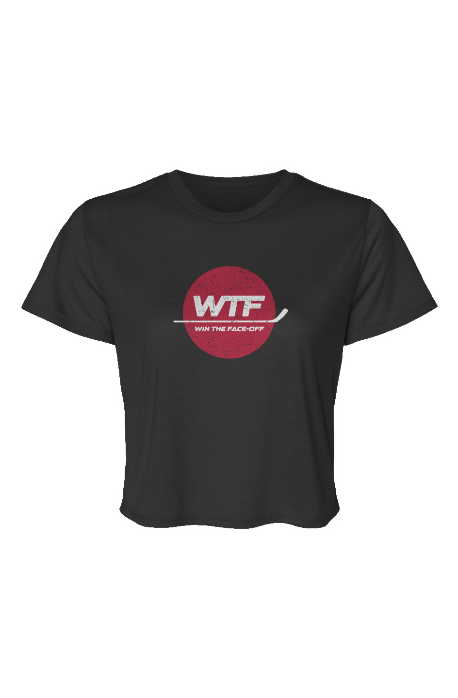 Barn Beauty Win the Faceoff Flowy Cropped Tee Black | Barn Garb Hockey Threads