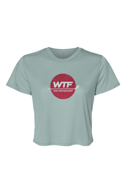 Barn Beauty Win the Faceoff Flowy Cropped Tee Blue | Barn Garb Hockey Threads