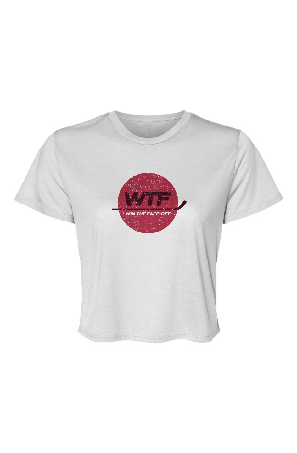 Barn Beauty Win the Faceoff Flowy Cropped Tee White | Barn Garb Hockey Threads