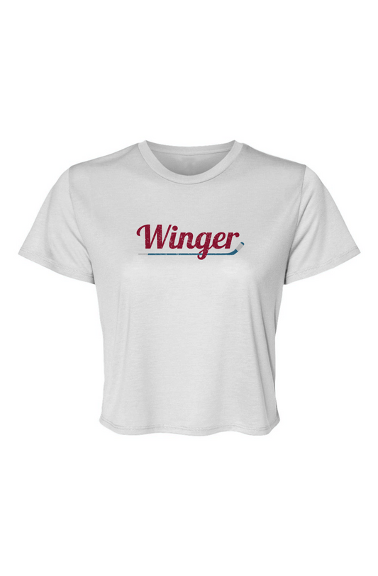 Barn Beauty Winger Flowy Cropped Tee White | Barn Garb Hockey Threads