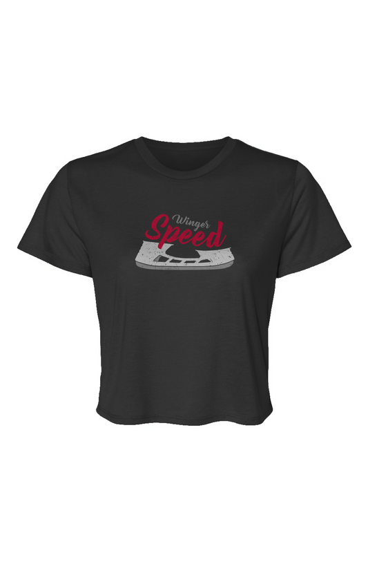 Barn Beauty Winger Speed Blade Flowy Cropped Tee Black | Barn Garb Hockey Threads