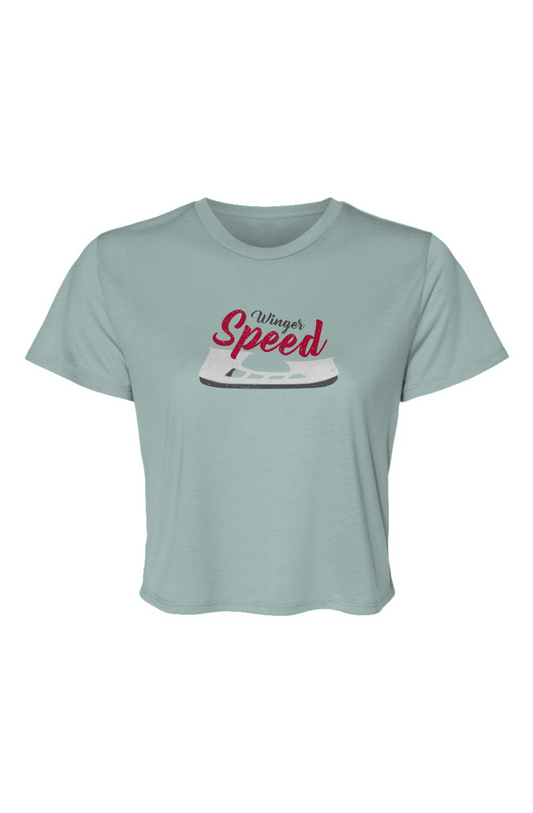 Barn Beauty Winger Speed Blade Flowy Cropped Tee Blue | Barn Garb Hockey Threads