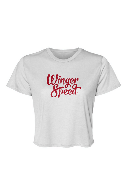 Barn Beauty Winger Speed Flowy Cropped Tee White | Barn Garb Hockey Threads