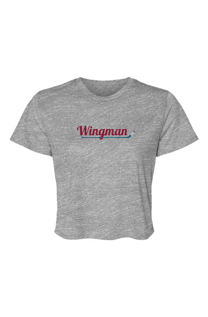 Barn Beauty Wingman Flowy Cropped Tee Grey | Barn Garb Hockey Threads