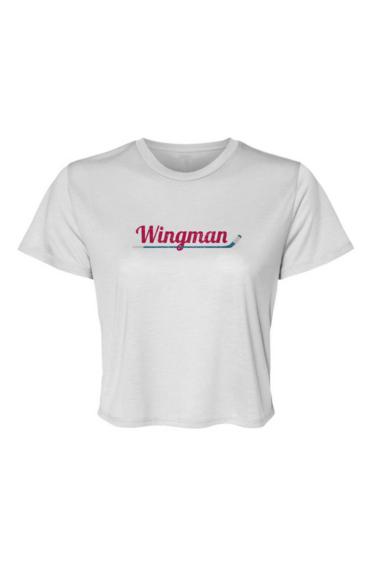 Barn Beauty Wingman Flowy Cropped Tee White | Barn Garb Hockey Threads