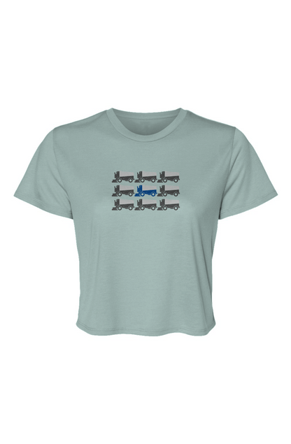 Barn Beauty Zamboni Nation Flowy Cropped Tee Blue | Barn Garb Hockey Threads
