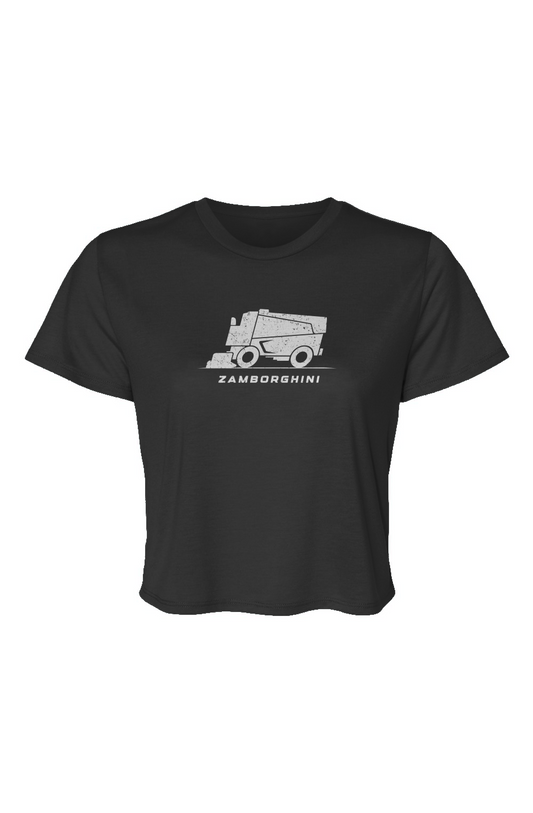 Barn Beauty Zamborghini Flowy Cropped Tee Black | Barn Garb Hockey Threads