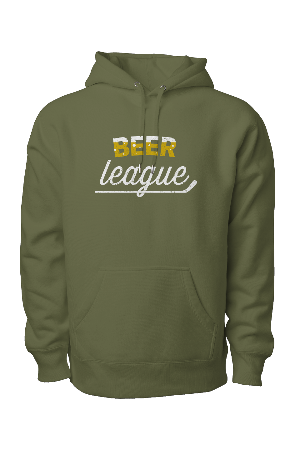 Beer League Legend Heavyweight Hoodie Military Green | Barn Garb Hockey Threads