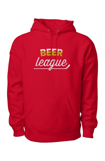 Beer League Legend Heavyweight Hoodie Red | Barn Garb Hockey Threads