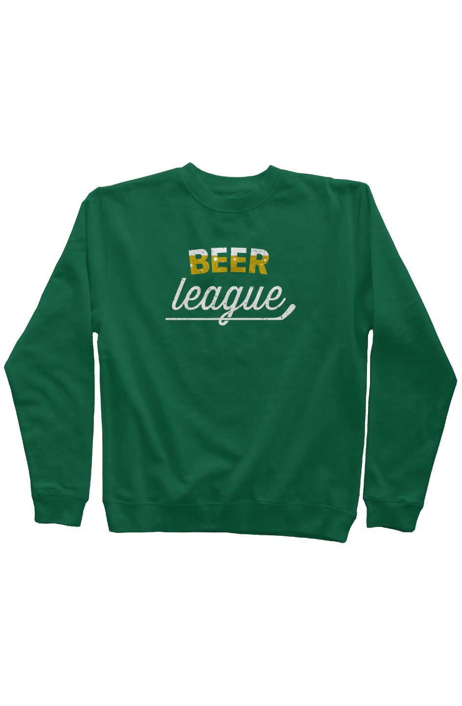 Beer League Rinkside Crewneck Sweatshirt Green | Barn Garb Hockey Threads