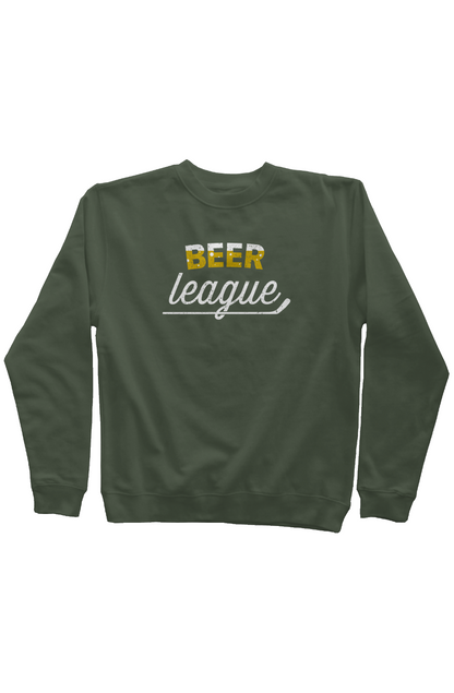 Beer League Rinkside Crewneck Sweatshirt Military Green | Barn Garb Hockey Threads