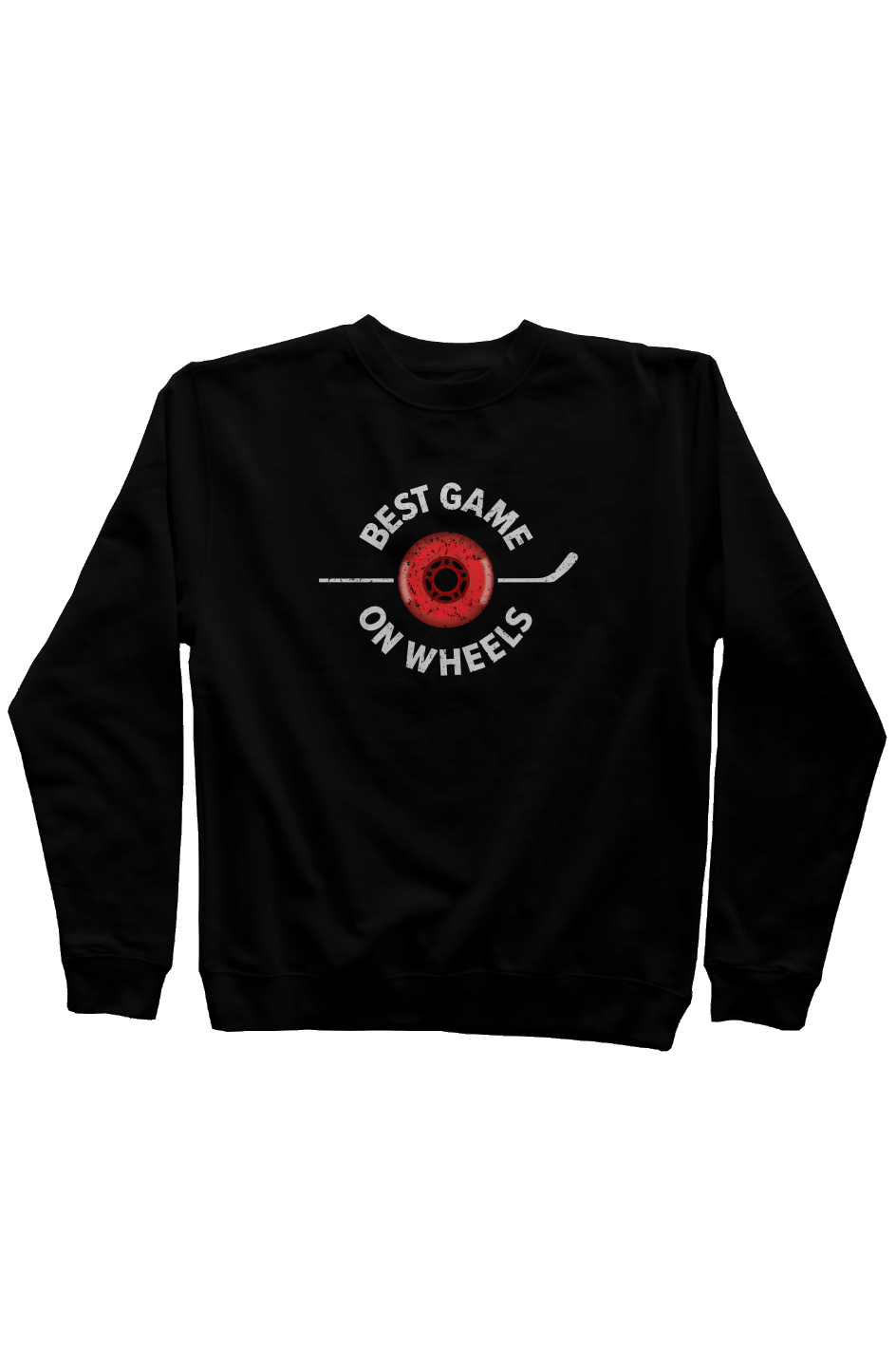 Best Game on Wheels Rinkside Crewneck Sweatshirt Black | Barn Garb Hockey Threads