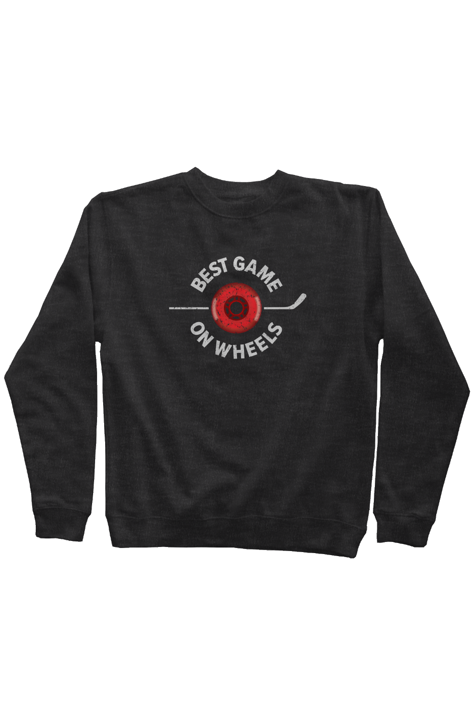 Best Game on Wheels Rinkside Crewneck Sweatshirt Charcoal | Barn Garb Hockey Threads