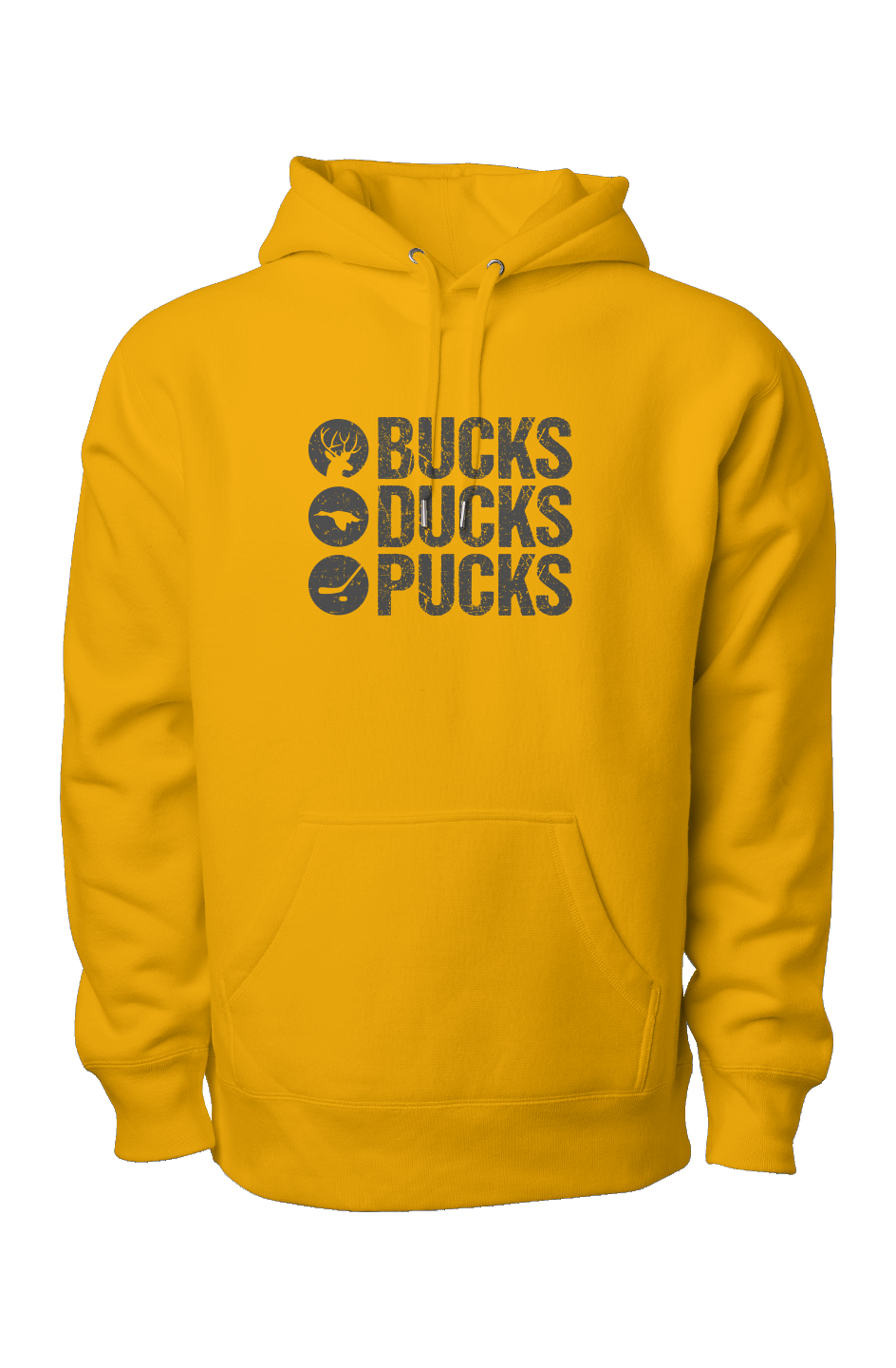 Bucks Ducks Pucks Legend Heavyweight Hoodie Gold | Barn Garb Hockey Threads