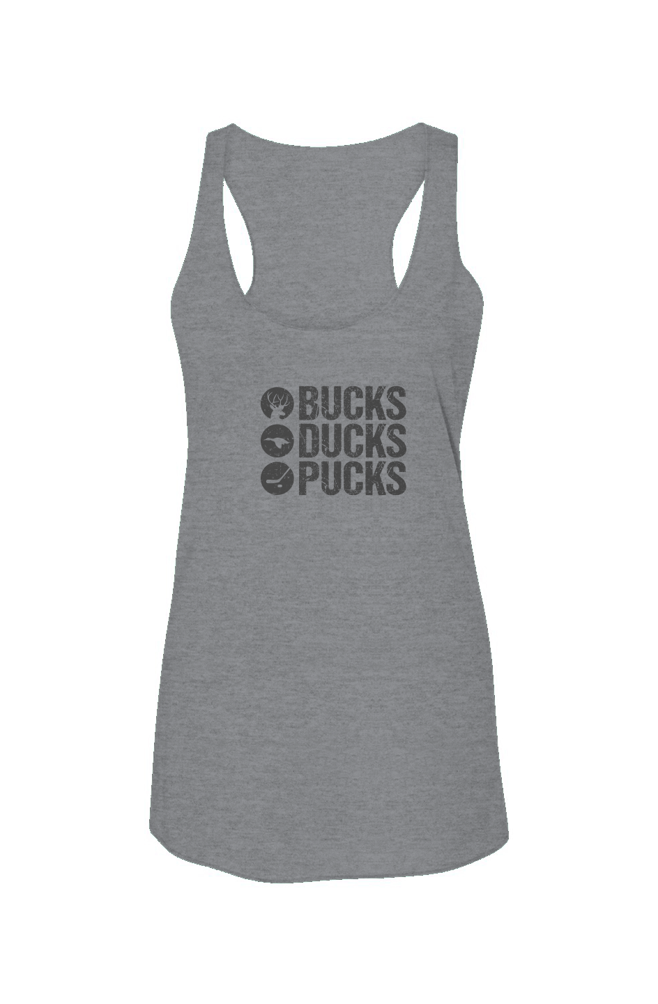 Bucks Ducks Pucks Racerback Barn Tank Grey | Barn Garb Hockey Threads