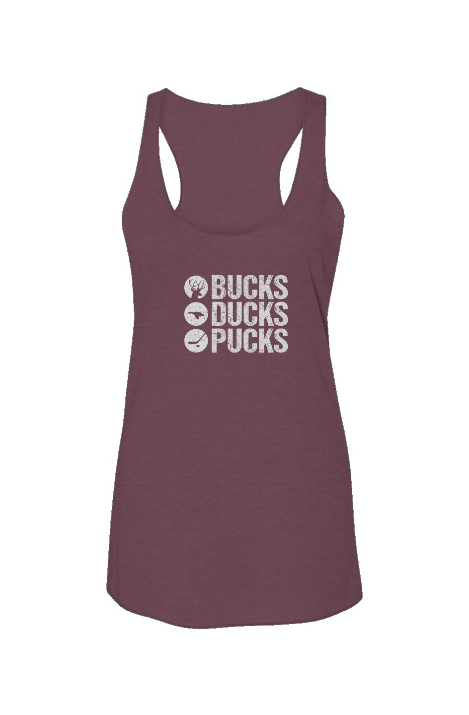 Bucks Ducks Pucks Racerback Barn Tank Maroon | Barn Garb Hockey Threads