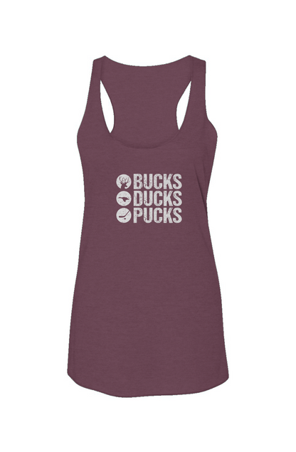 Bucks Ducks Pucks Racerback Barn Tank Maroon | Barn Garb Hockey Threads
